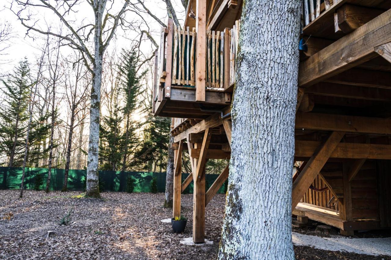 Charmante Cabane Dans Les Arbres Avec Jacuzzi Et Sauna Boismorand Esterno foto